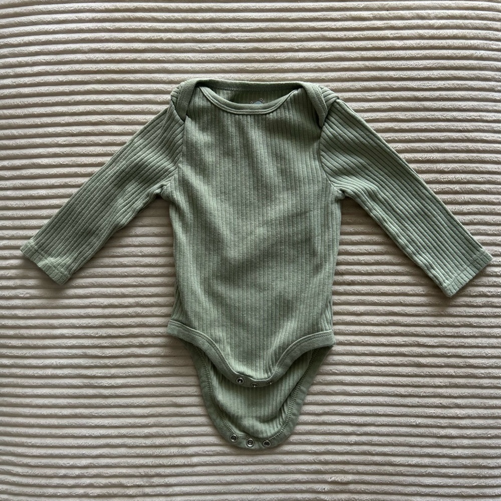 Green & Blue Ribbed Kids One Piece